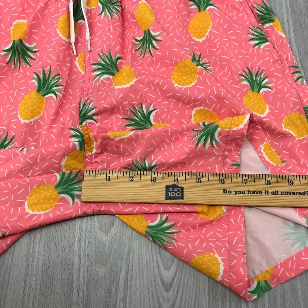 Bearbottom Clothing Mens Pink Pineapple Swim Trunks Board Shorts 7 Inch Large